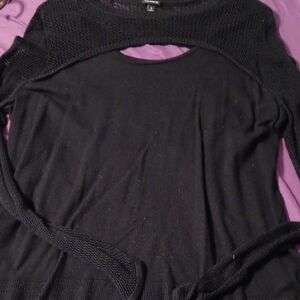 Torrid Black Sweater With Faux Fishnet Bolero Peak-a-boo Chest